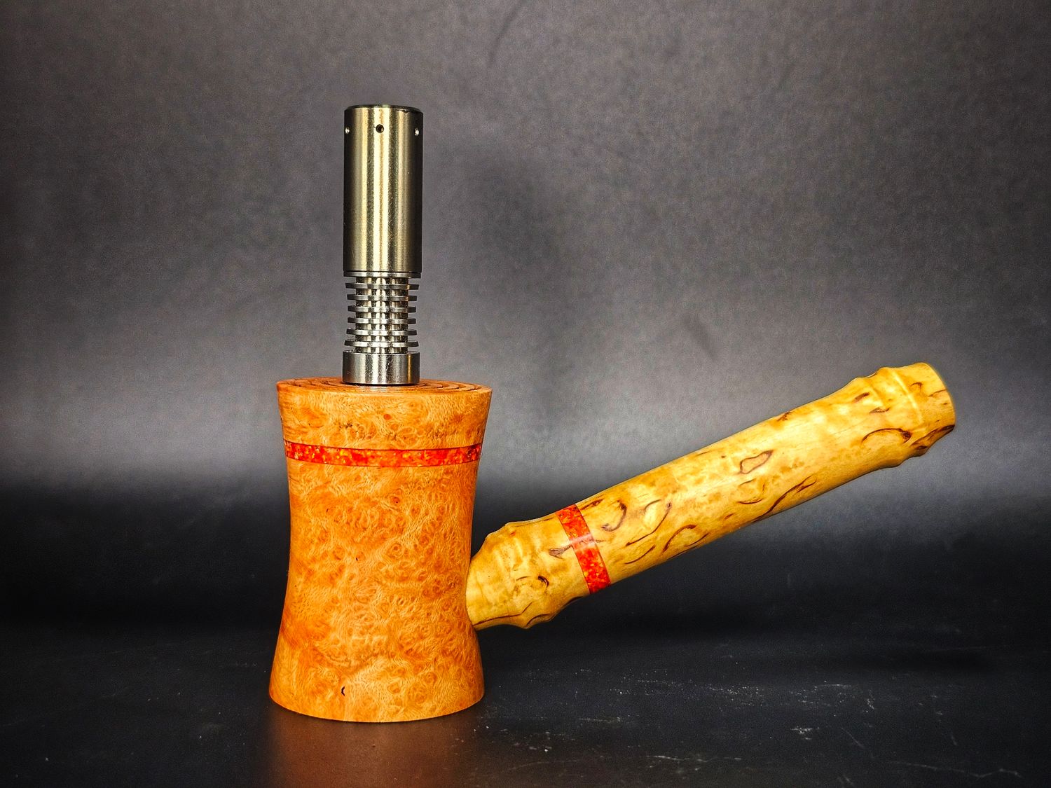 Briar and masur birch with opal inlay