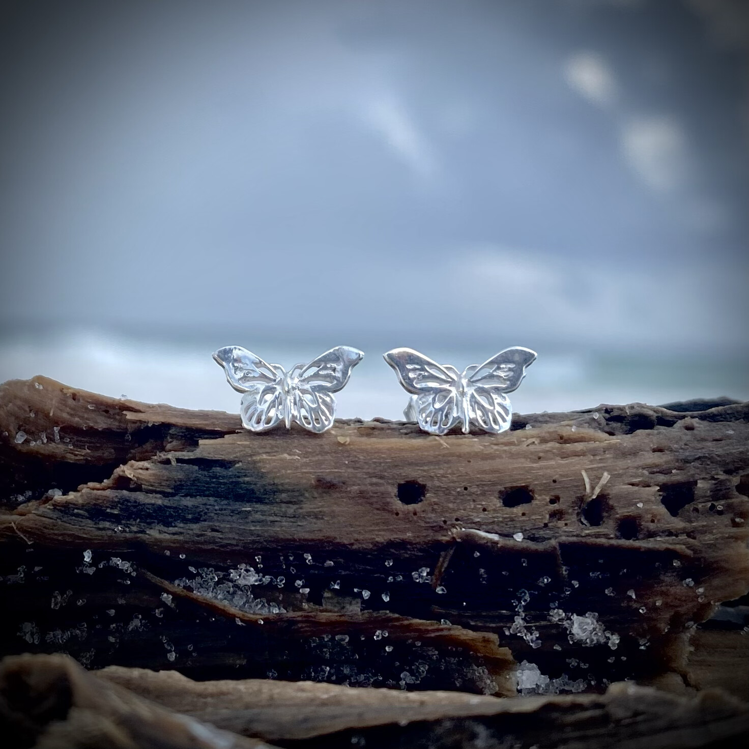 Monarch Butterfly Earrings: Sterling Silver Filigree Lightweight Earrings