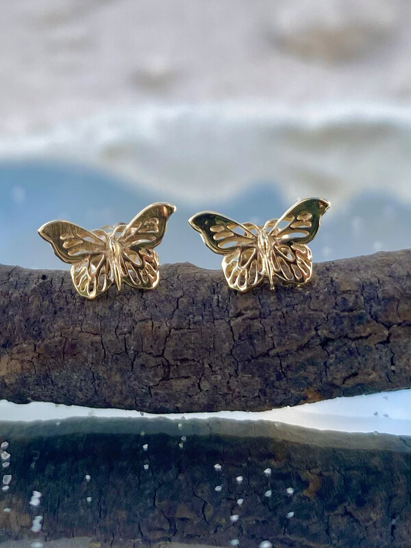 Monarch Butterfly Earrings: 14K Gold Filigree Lightweight Earrings