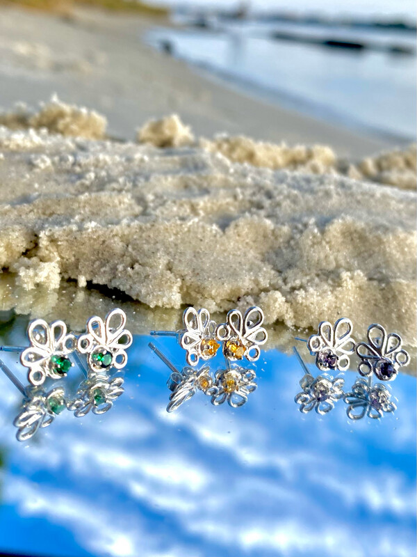Sterling Silver Customizable Birthstone Blossom Earrings