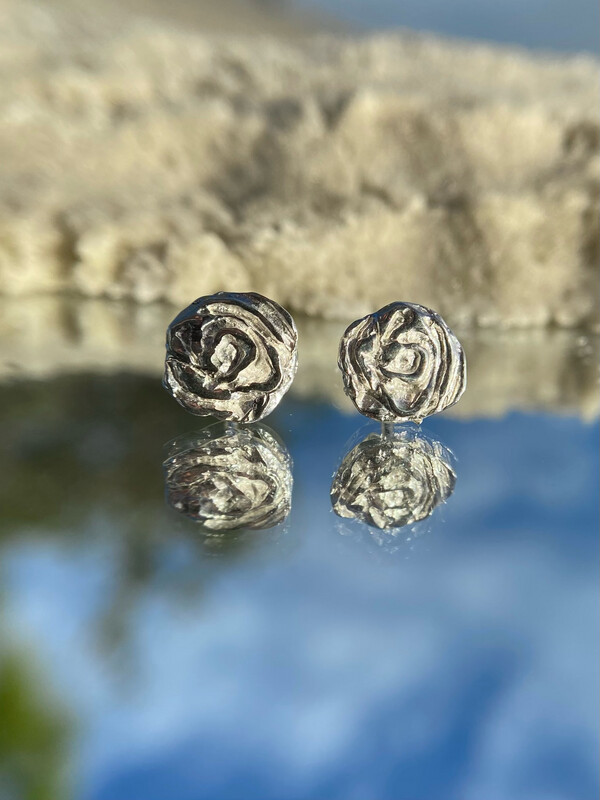 Small Sterling Silver Rose Blossom Earrings