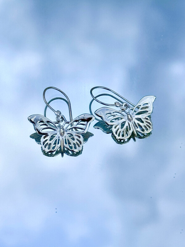 Sterling Silver Earrings: Graceful Monarch Flight Earrings, Dangling Butterfly Earrings ~Kinetic ~Movement ~Delicate