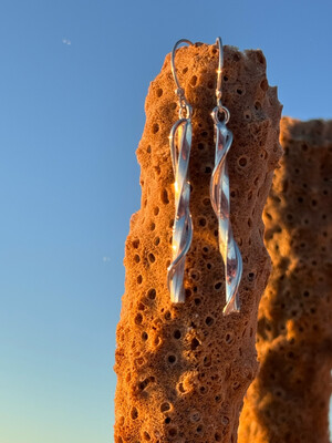 Sterling Silver Earrings: Twilight Cascade Twist Earrings ~Kinetic ~Movement ~Delicate ~ Organic Shapes ~ Abstract Design