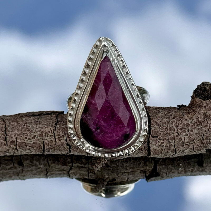 High Contrast Ruby Cabochon Ring ~ One of a Kind ~ Regal