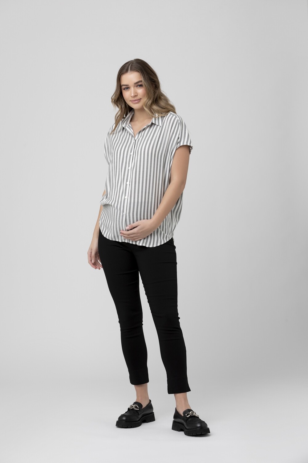 Ada Relaxed Shirt, Color: Black/White, Size: XS