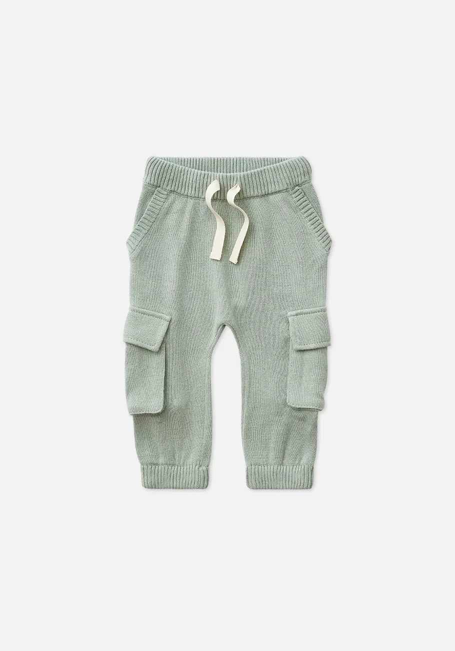 Knitted Cargo Pant, Color: Whisper Green, Size: 0-3M