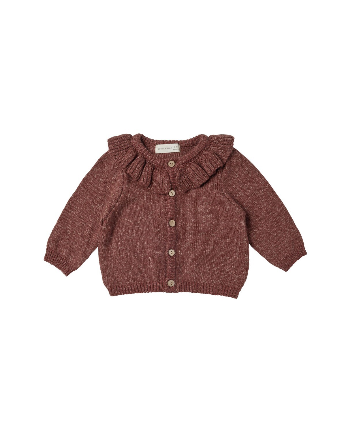 Ruffle Collar Cardigan, Color: Plum Heather, Size: 12-18M