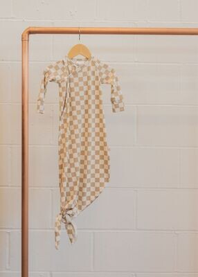 Infant Knot Gowns - Beige Checkers