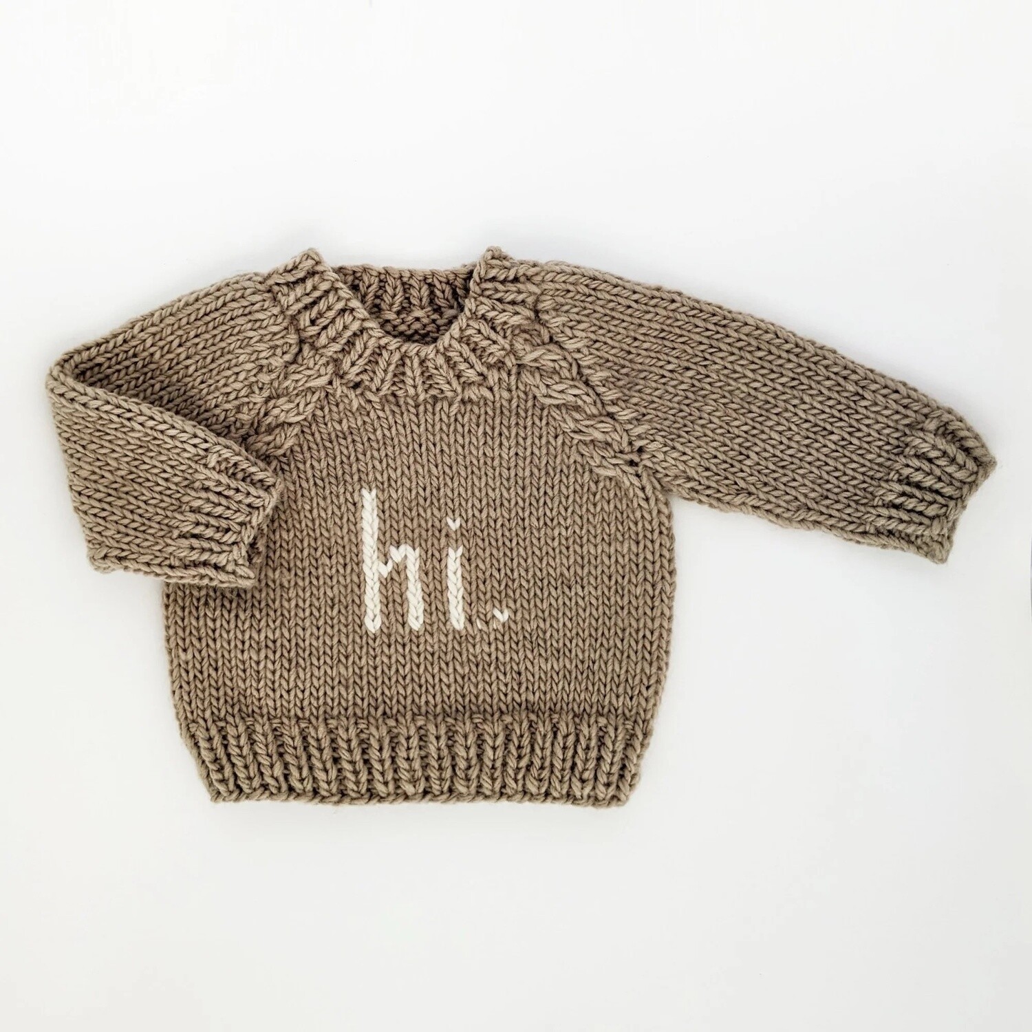 hi. Crewneck Sweater, Color: Pebble, Size: 12-18M