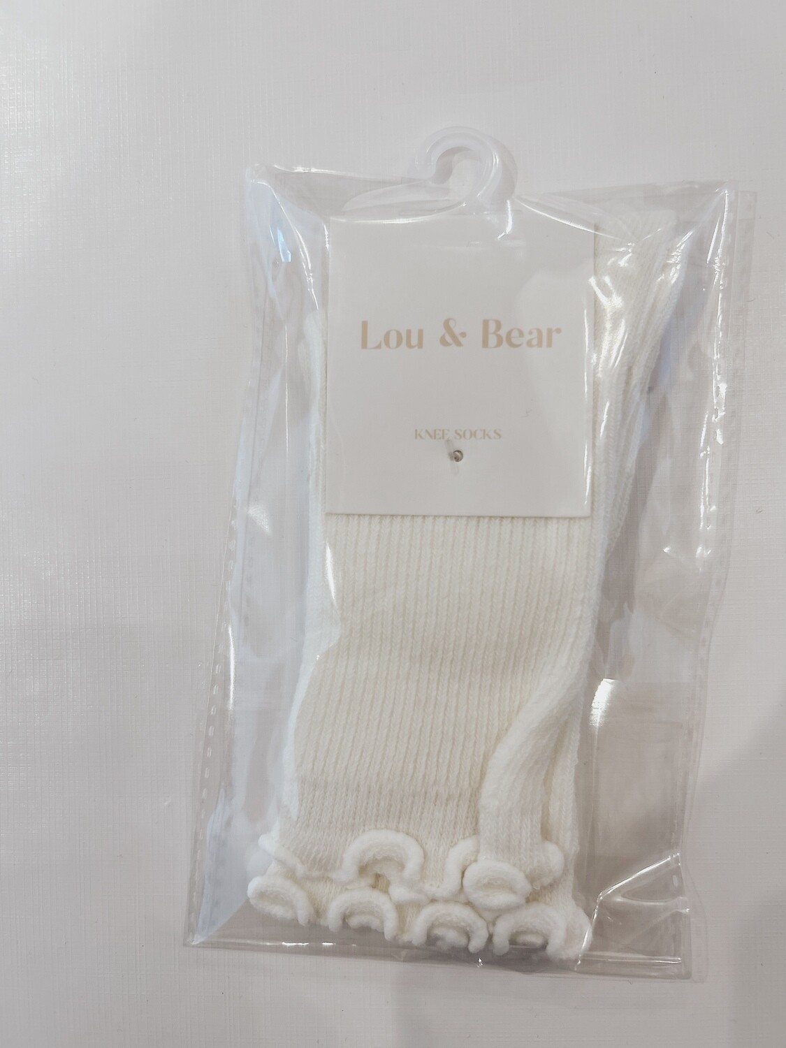 Ruffle Ribbed Knee Socks, Color: Cream, Size: M (1-3Y)