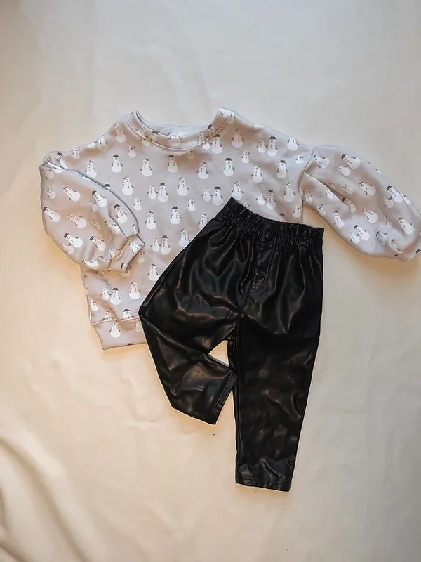 Cotton Fleece Bubble Sleeve Crewneck