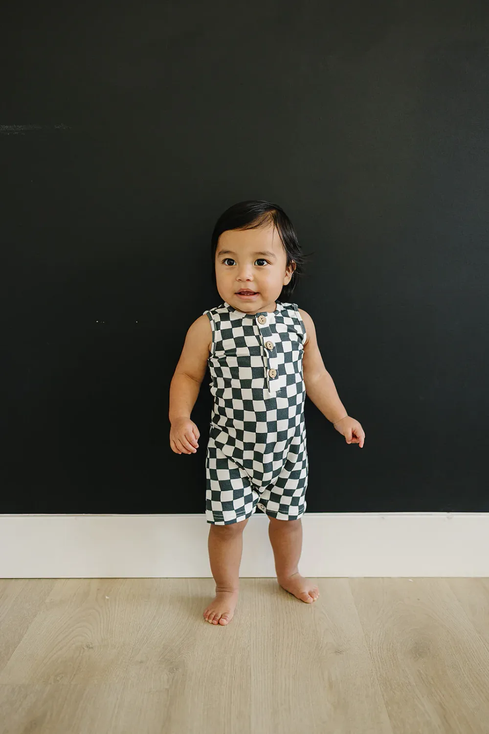 Wavy Checkered Short Romper
