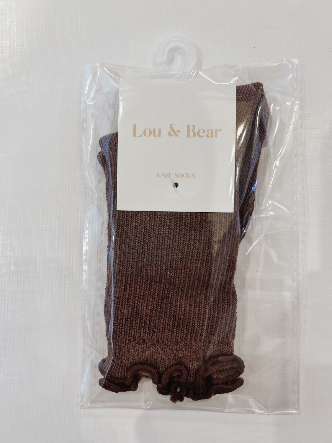 Ruffle Ribbed Knee Socks, Color: Chocolate, Size: S (6-12M)
