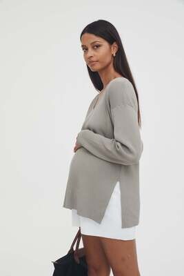 V Neck Celeste Knit Top