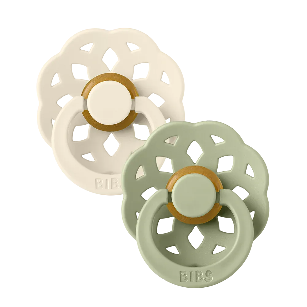 Boheme Bibs Pacifier (Round), Color: Ivory/Sage, Size: 0-6M
