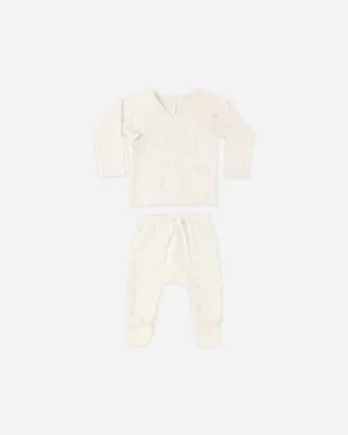 Wrap Top + Footed Pant Set