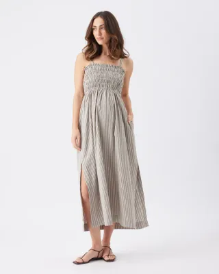 Leo Stripe Shirred Dress