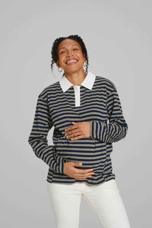 Striped Nursing Polo Shirt