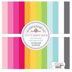 N Doodlebug Textured Double-Sided Cardstock 12&quot;X12&quot; Pack Cute &amp; Crafty