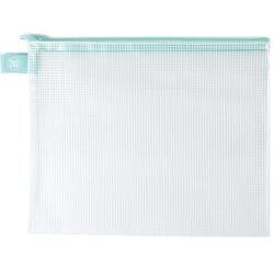 N Avery Elle Zippered Vinyl Mesh Pouch Aqua Large