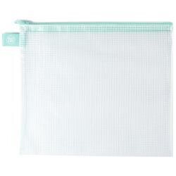 N Avery Elle Zippered Vinyl Mesh Pouch Aqua Extra Large