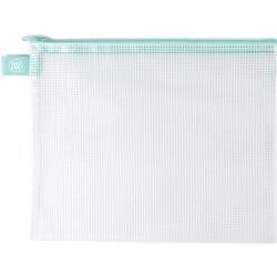 N Avery Elle Zippered Vinyl Mesh Pouch Aqua Small