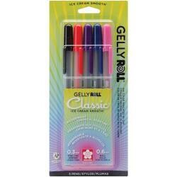 N Gelly Roll Fine Point Pens 5/Pkg Royal Blue, Red, Black &amp; Pink