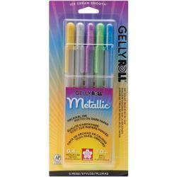 N Gelly Roll Metallic Medium Point Pens 5/Pkg Gold, Silver, Blue, Emerald &amp; Purple