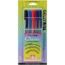 N Gelly Roll Medium Point Pens 5/Pkg Black, Blue, Red, Purple &amp; Royal Blue