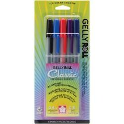N Gelly Roll Medium Point Pens 5/Pkg Black, Blue, Red, Purple & Royal Blue