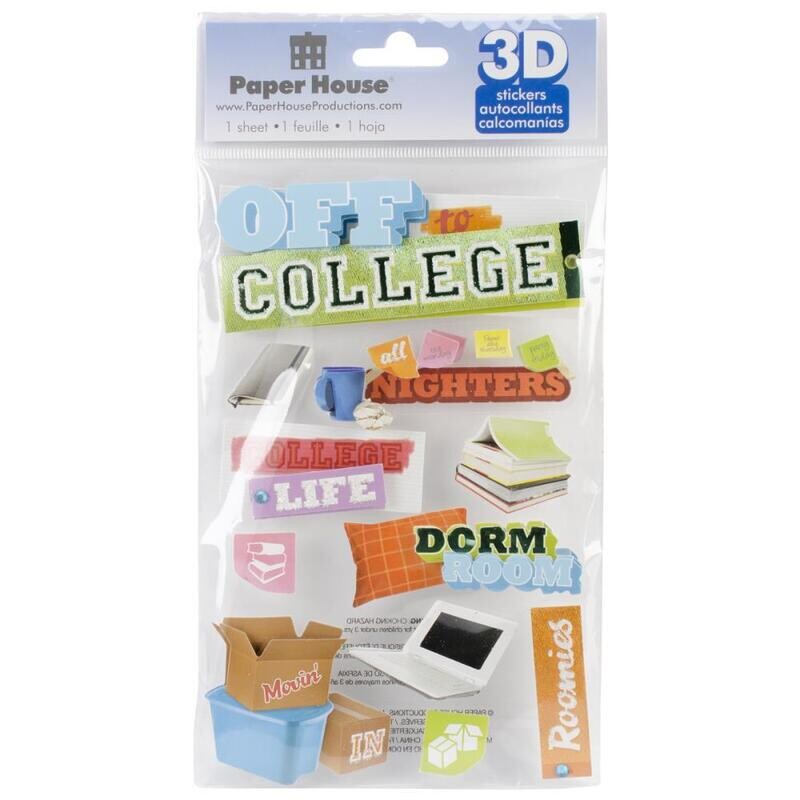 N Paper House 3D Stickers Off To College