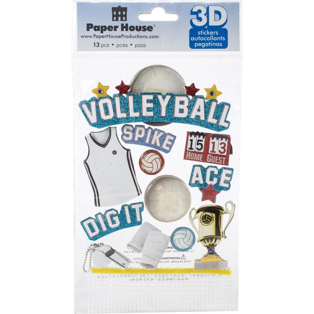 N Paper House 3D Stickers4.5x7.5&quot; Volleyball