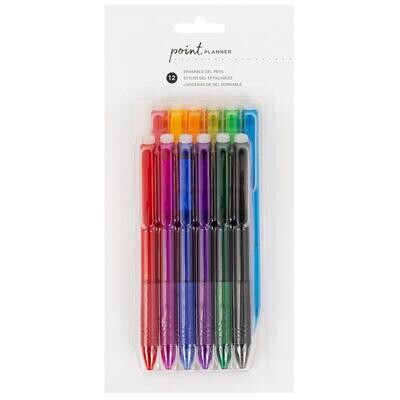 N AC Point Planner Erasable Gel Pens 12/Pkg Assorted Colors