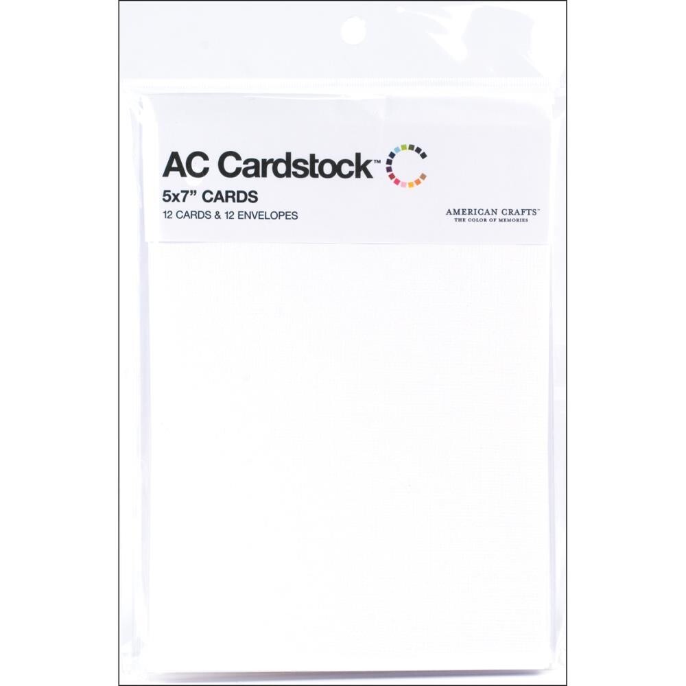 N American Crafts A7 Cards W/Envelopes (5.25&quot; X 7.25&quot;) 12Pkg White