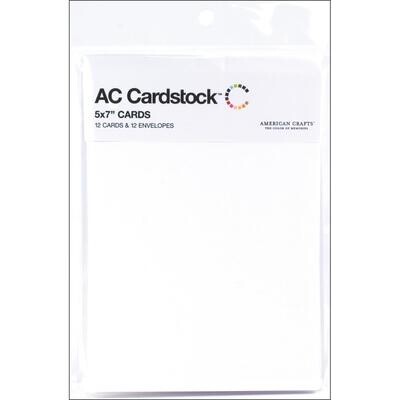 N American Crafts A7 Cards W/Envelopes (5.25" X 7.25") 12Pkg White