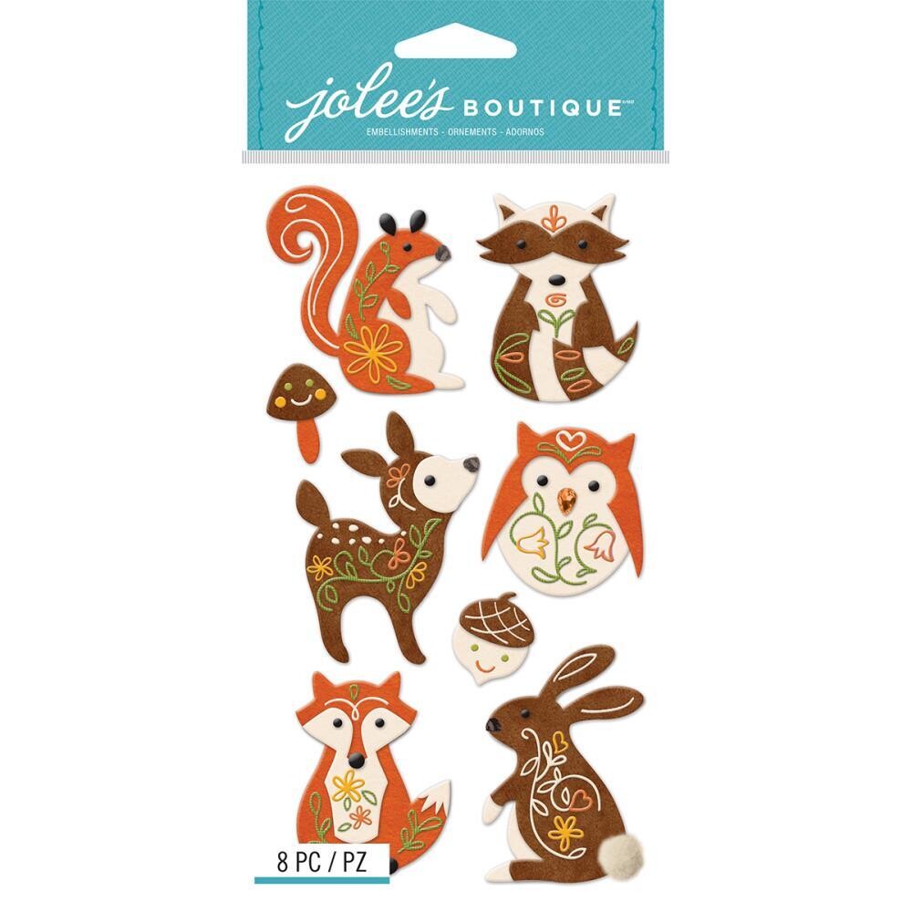 N Jolee&#39;s Le Grande Dimensional Stickers Woodland Felt Animals