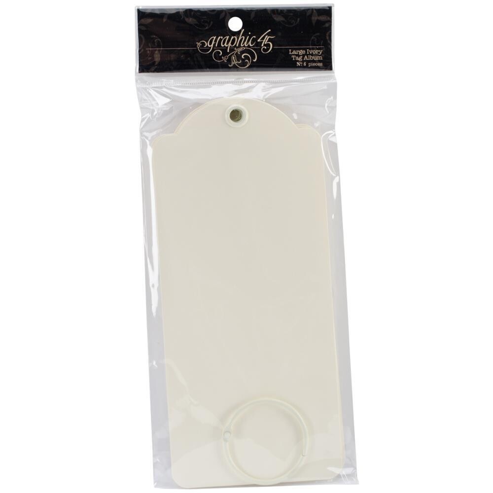 N Graphic 45 Staples Large Tag Album 8.75&quot; X3.875&quot; Ivory