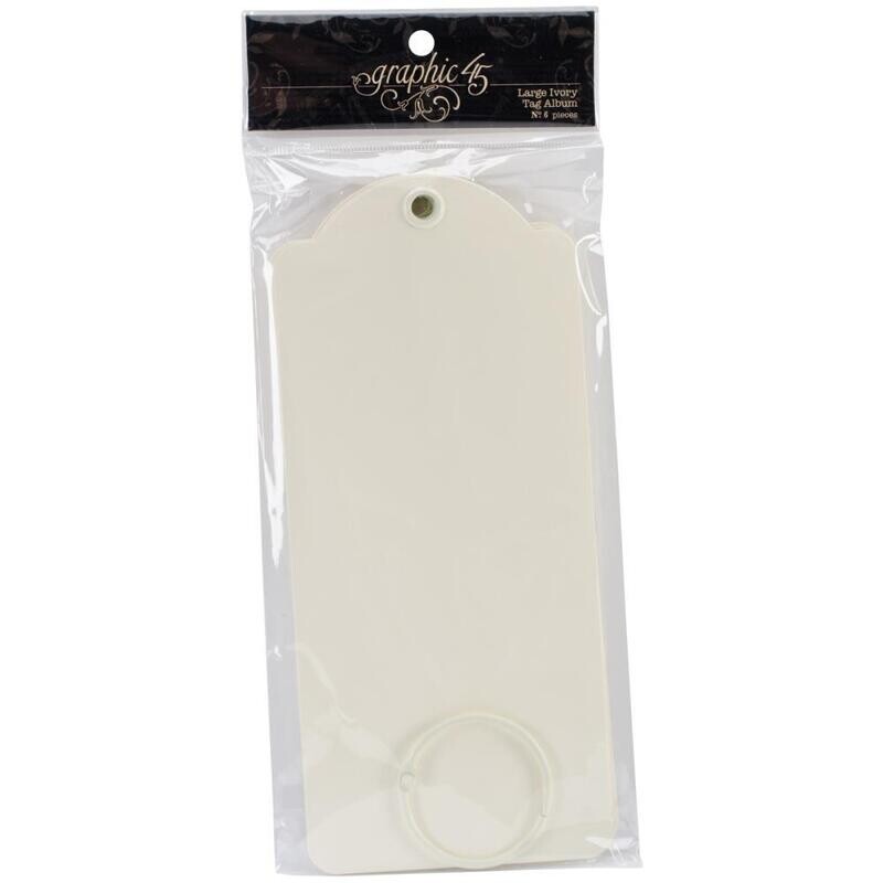 N Graphic 45 Staples Large Tag Album 8.75&quot; X3.875&quot; Ivory