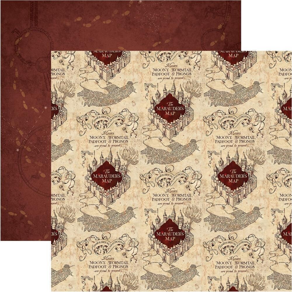 N Paper House Harry Potter Double-Sided Cardstock 12&quot;X12&quot; Harry Potter Marauder&#39;s Map