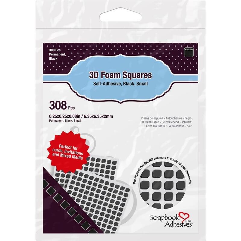 N Scrapbook Adhesives 3D Self-Adhesive Foam Squares 308/Pkg Black, .25&quot; X.25&quot;