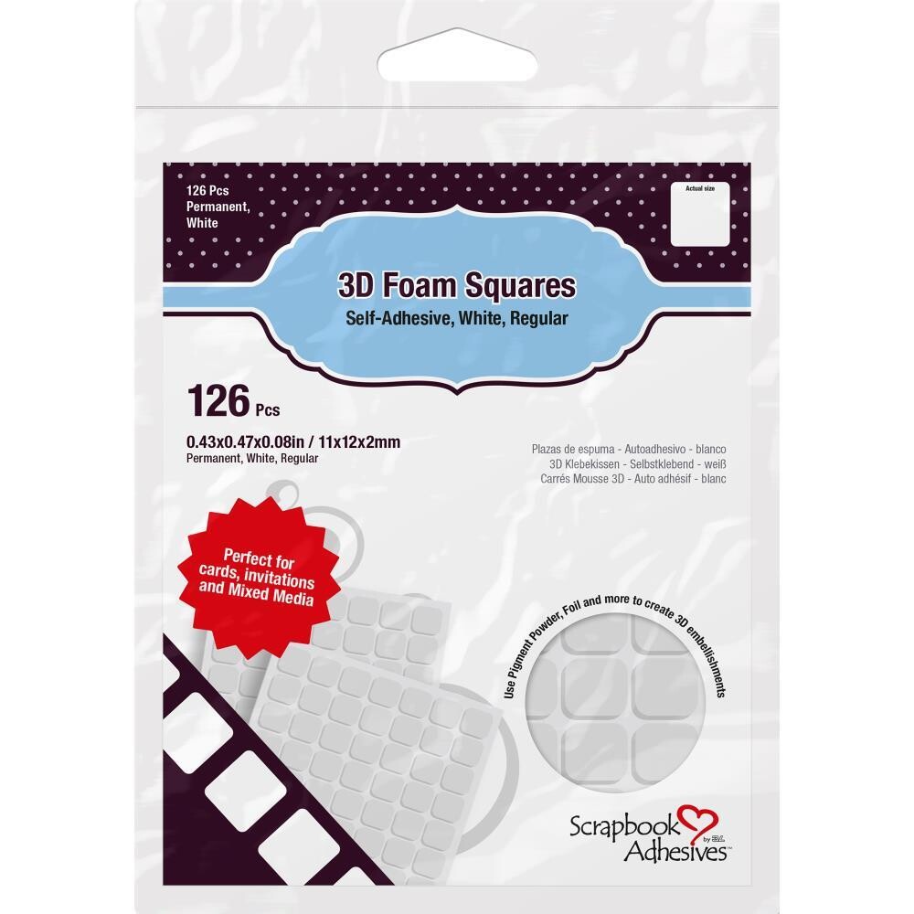 N Scrapbook Adhesives 3D Self-Adhesive Foam Squares 126/Pkg White, .5&quot; X.5&quot;