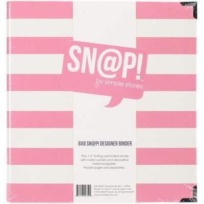 N Simple Stories Sn@p Designer Binder 6" X8" Pink Stripes