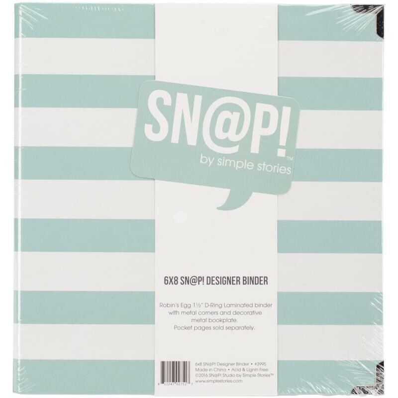 N Simple Stories Sn@p Designer Binder 6&quot; X8&quot; Robin&#39;s Egg Stripe