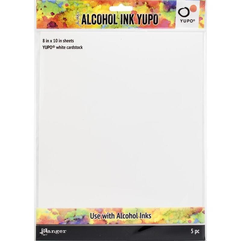 N Tim Holtz Alcohol Ink White Yupo Paper 144lb 5/Pkg 8&quot;X10&quot;