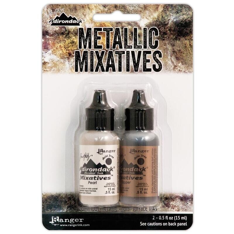N Tim Holtz Alcohol Ink Metallic Mixatives .5oz 2/Pkg Pearl &amp; Copper