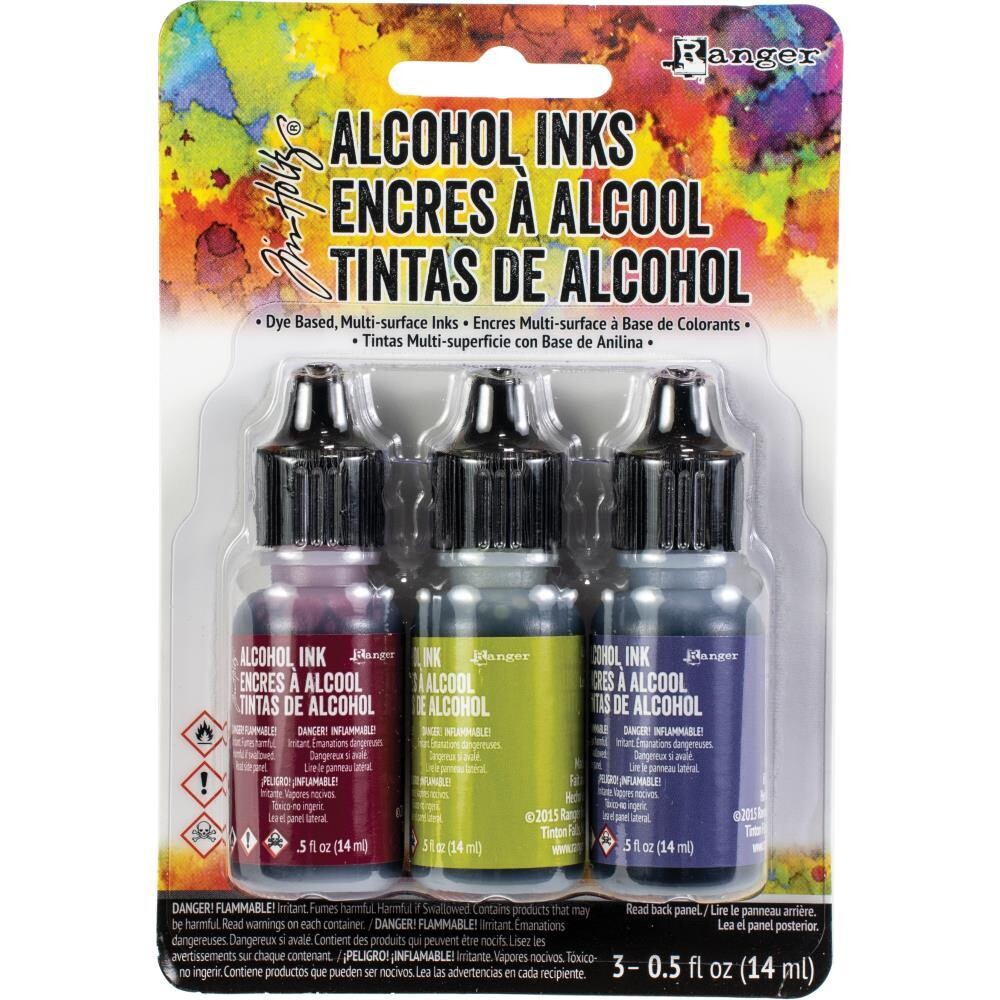 N Tim Holtz Alcohol Ink .5oz 3/Pkg Farmers Market- Cranberry/Lettuce/Eggplant