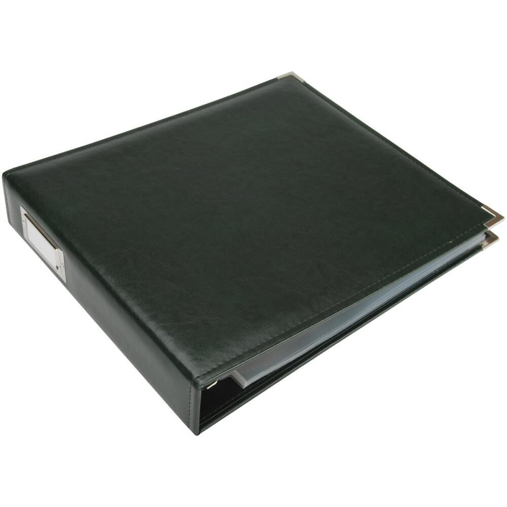 N We R Classic Leather D-Ring Album 12&quot; X12&quot; Forest Green