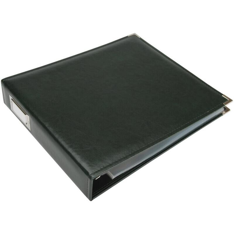 N We R Classic Leather D-Ring Album 12&quot; X12&quot; Forest Green