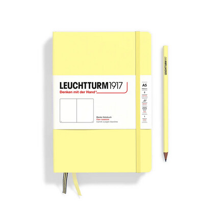 F Leuchtturm1917 Notebooks- Medium (A5) Vanilla, Hardcover, Plain
