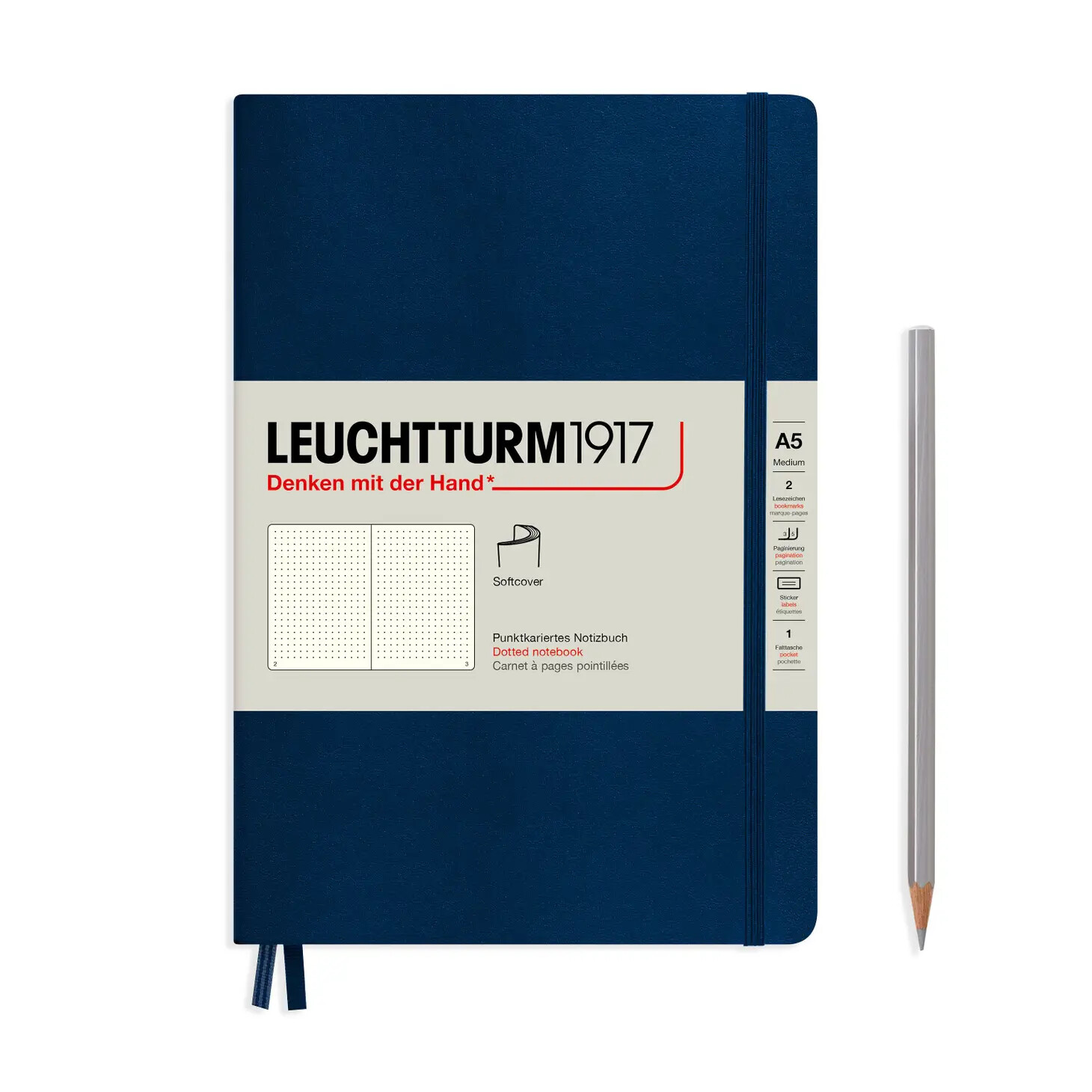 F Leuchtturm1917 Notebooks- Medium (A5) Navy, Softcover, Dotted